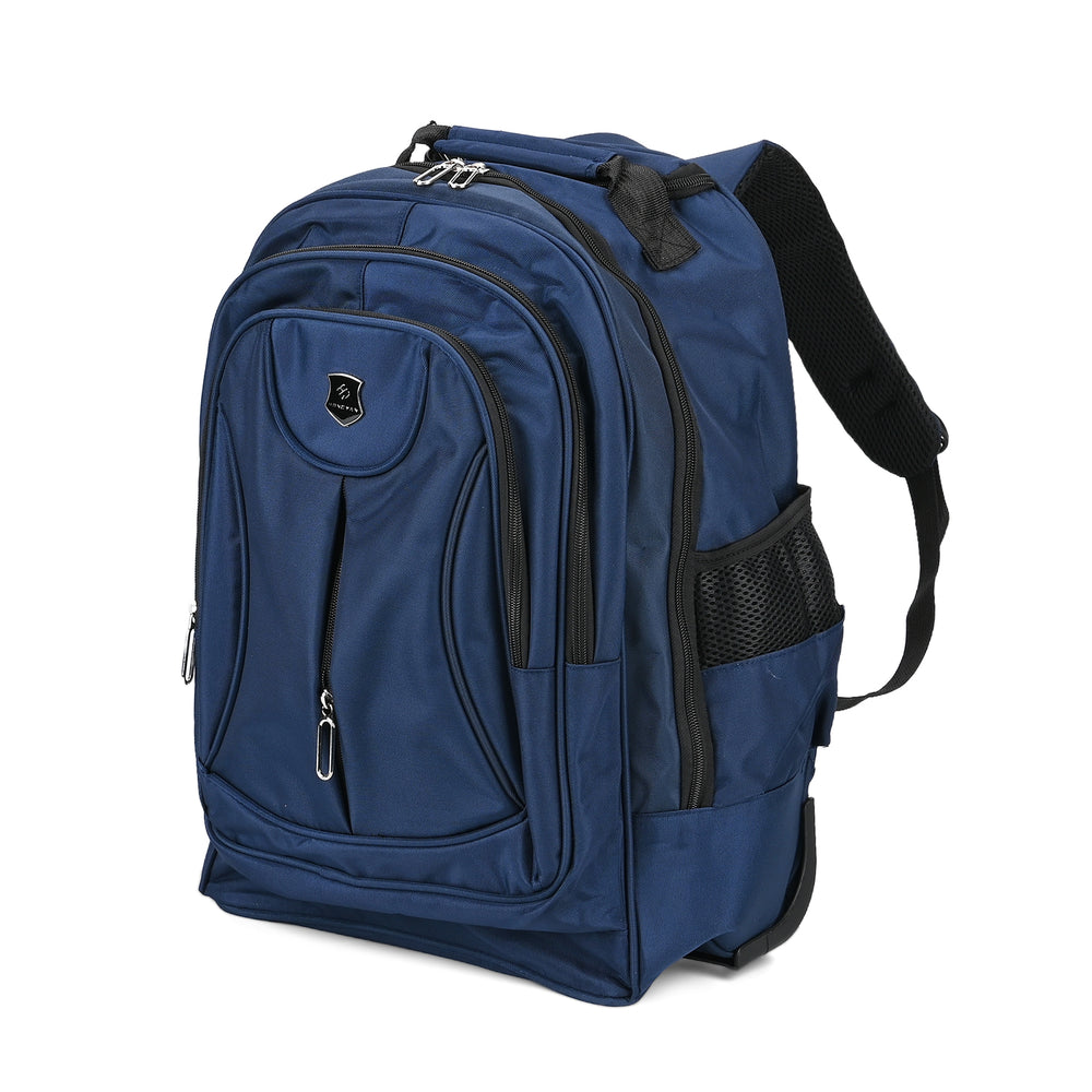 Polyester Patterned Backpack (Size 31x20x46 cm) - Navy & Black_7845890