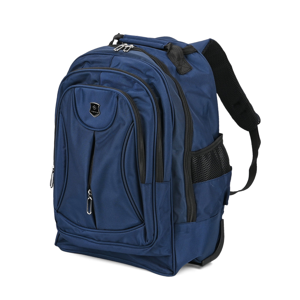 Polyester Patterned Backpack (Size 31x20x46 cm) - Navy & Black_7845890