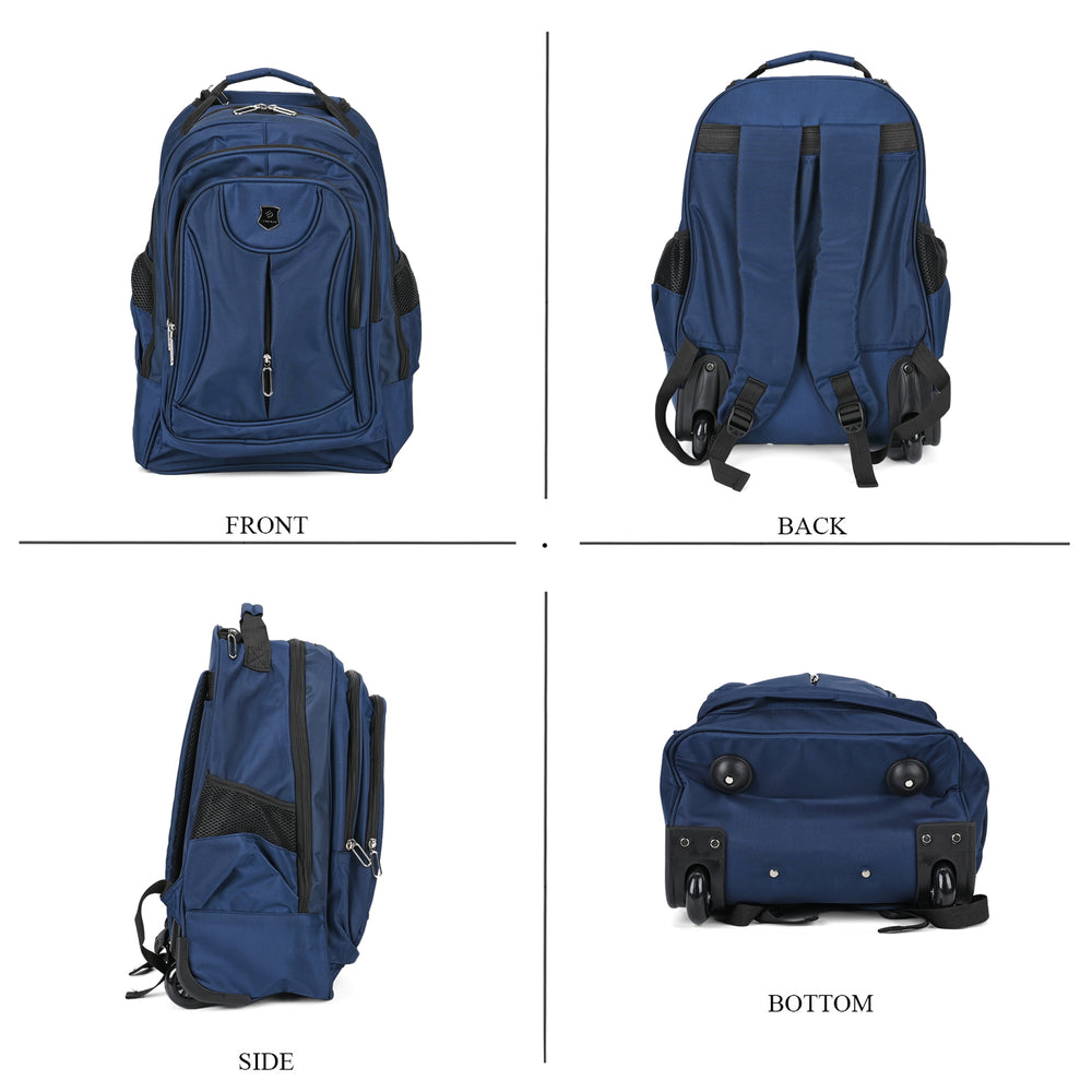 Polyester Patterned Backpack (Size 31x20x46 cm) - Navy & Black_7845890_3