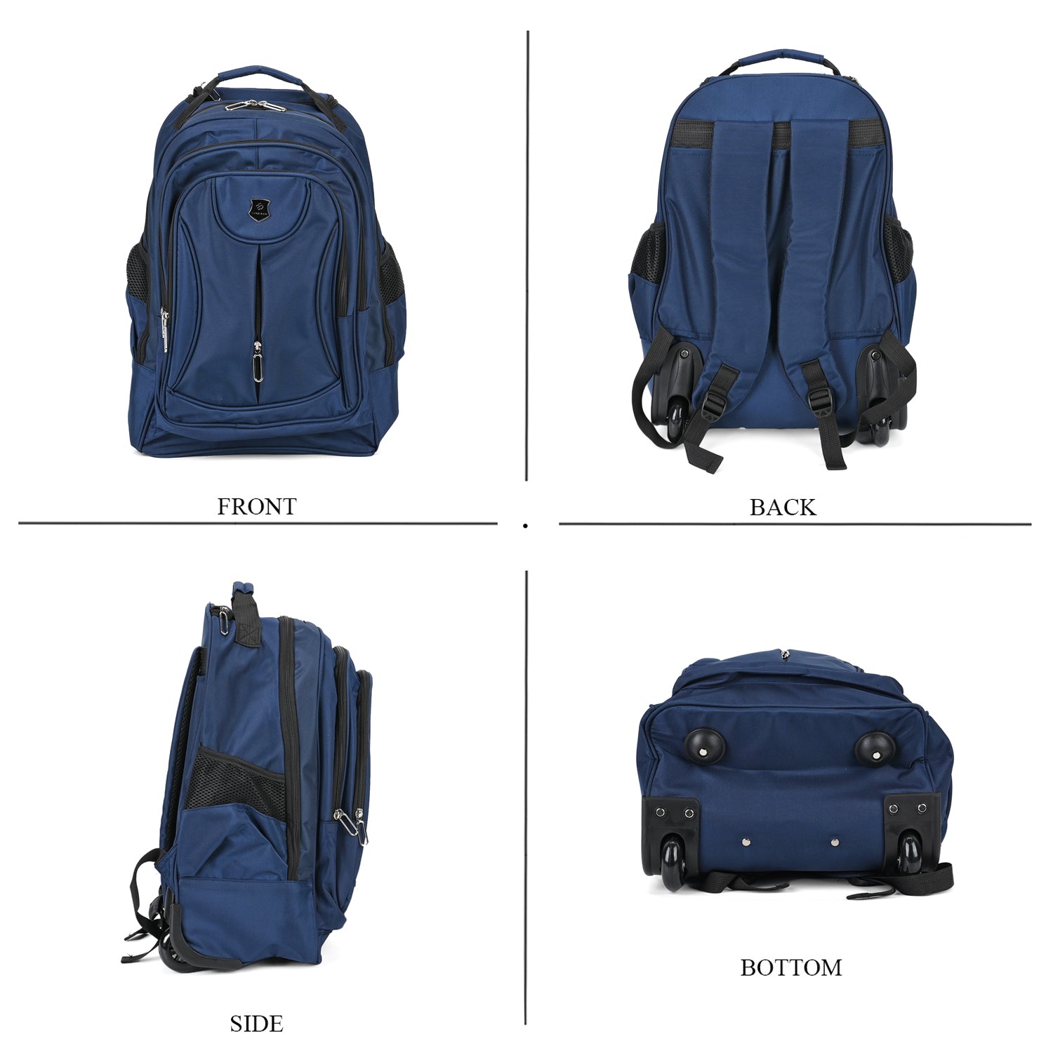 Polyester Patterned Backpack (Size 31x20x46 cm) - Navy & Black_7845890_3