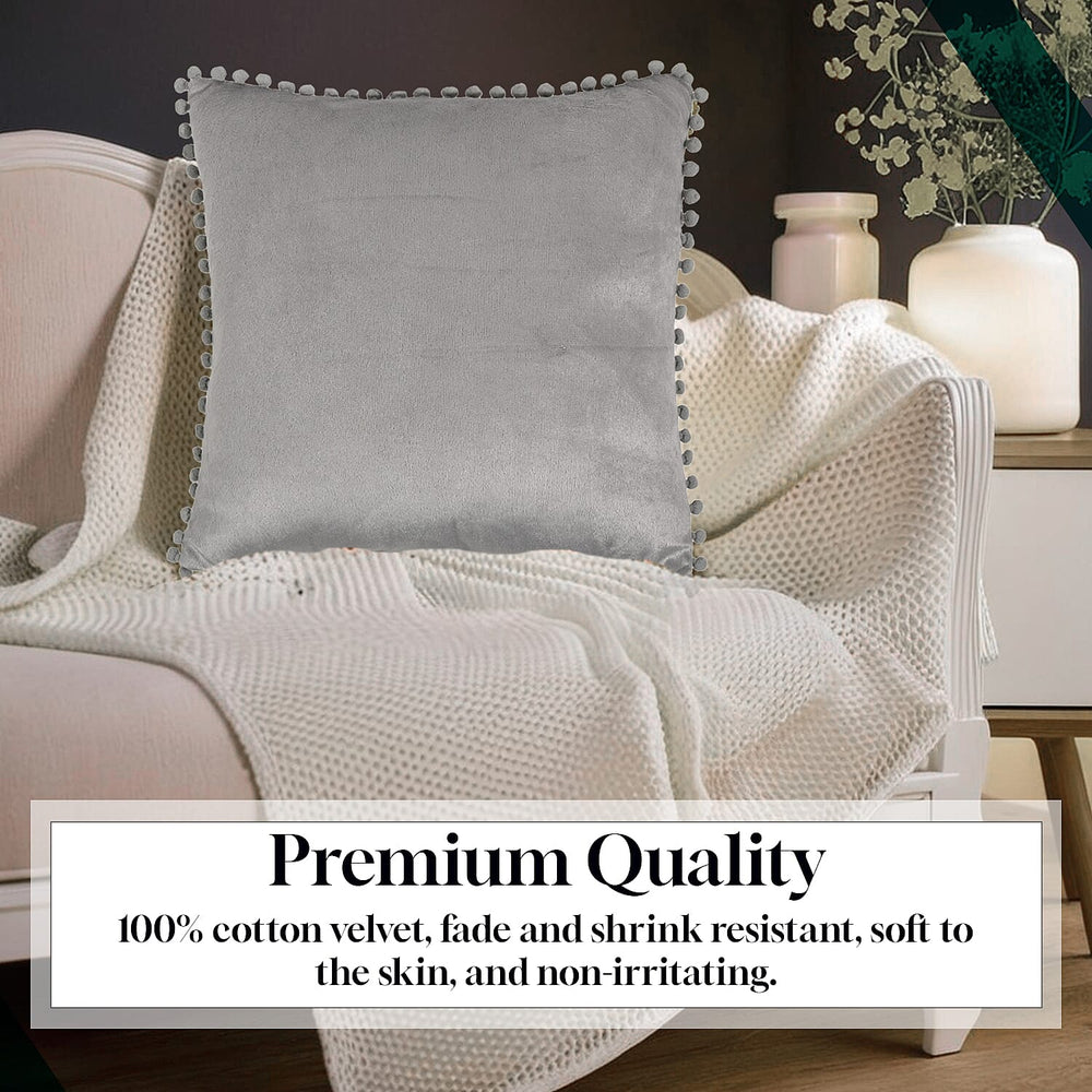 Set of 2- Solid Velvet Cushion Cover (Size 45x45 Cm) - Grey