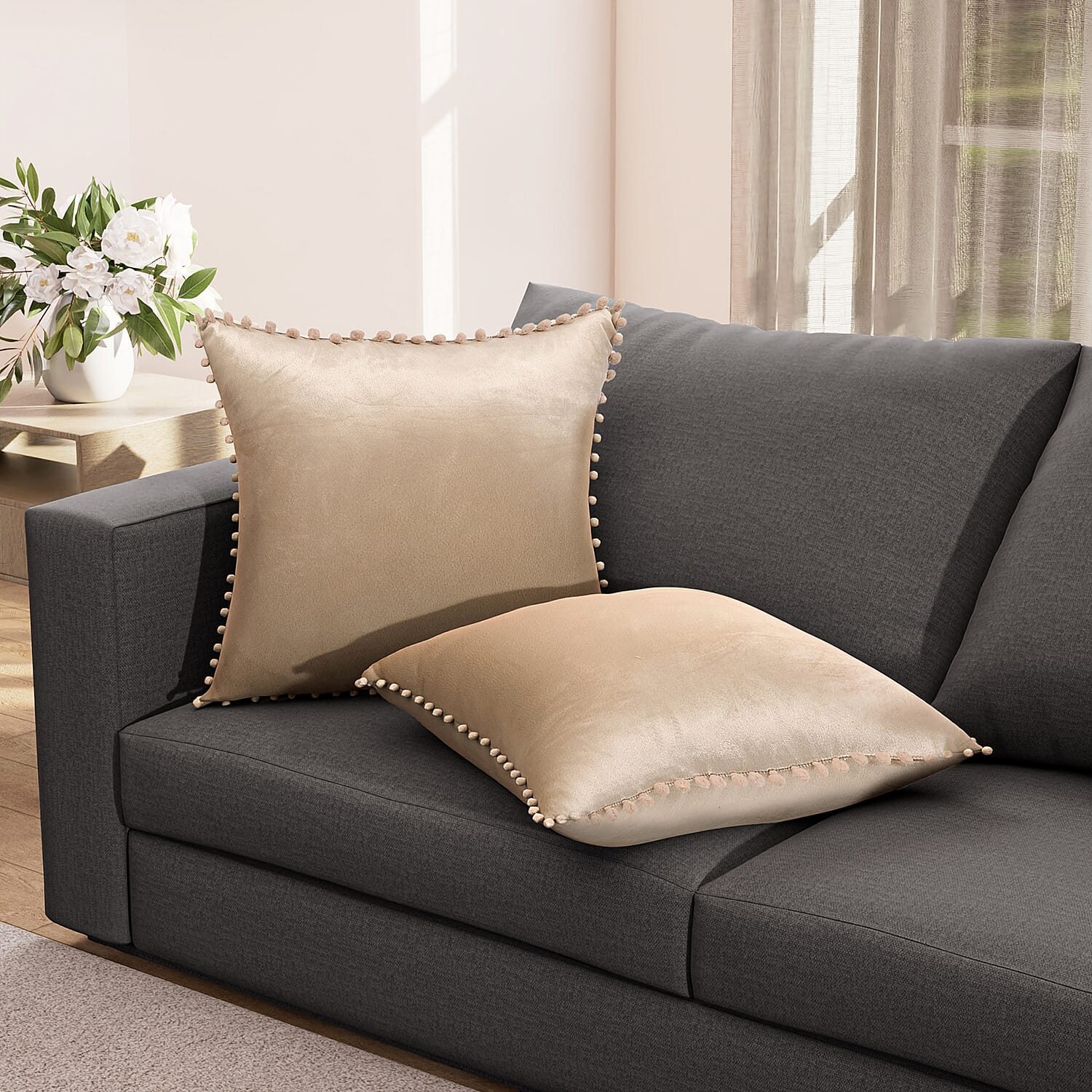 Solid Cushion Cover (Size 45x1 ) - Ivory