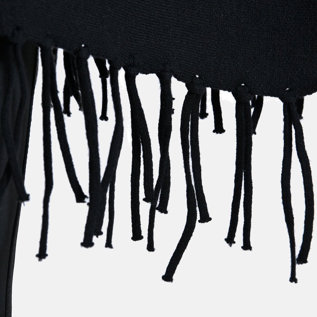 La Marey High Tie Tassel Poncho (One Size) - Black_7848450_4