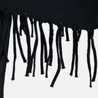 La Marey High Tie Tassel Poncho (One Size) - Black_7848450_4