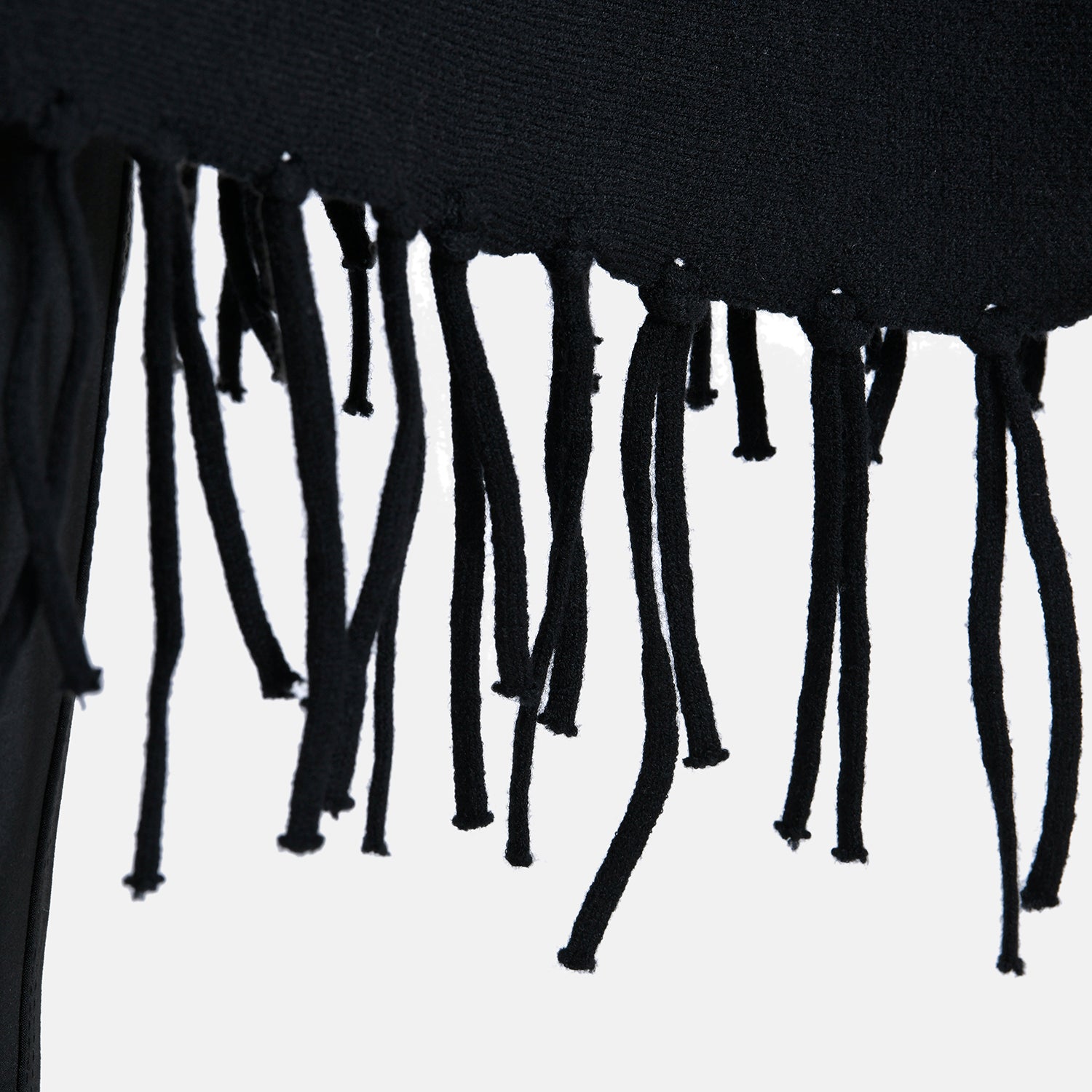 La Marey High Tie Tassel Poncho (One Size) - Black_7848450_4