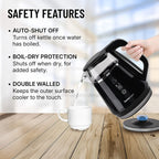 Smart Electric Kettle with Digital Display, Temperature Control - Memory Function (Power 1100W) - Black