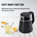 Smart Electric Kettle with Digital Display, Temperature Control - Memory Function (Power 1100W) - Black