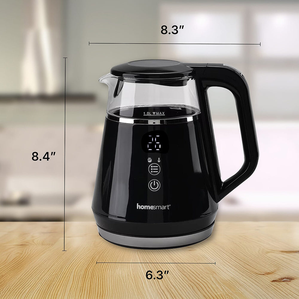 Smart Electric Kettle with Digital Display, Temperature Control - Memory Function (Power 1100W) - Black