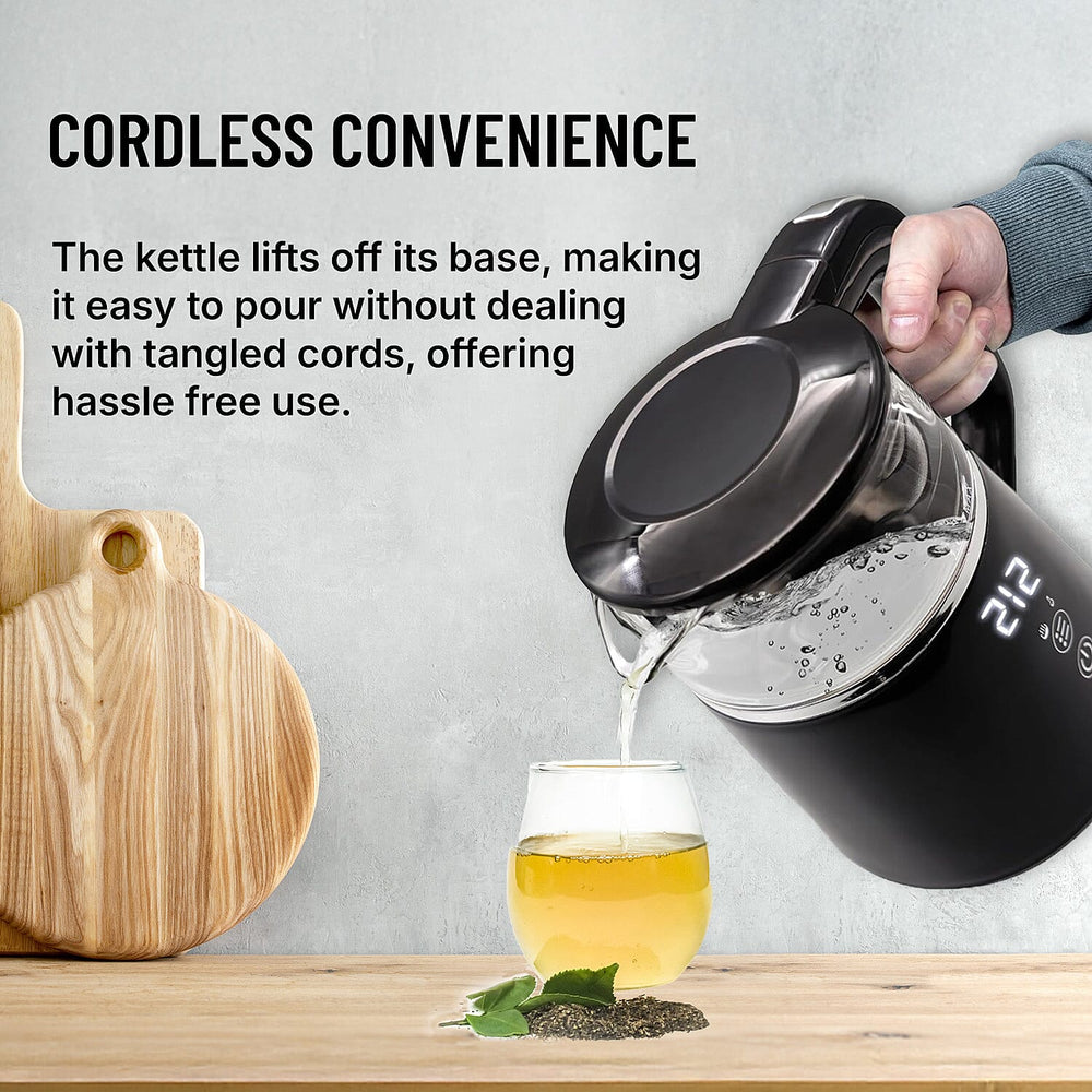 Smart Electric Kettle with Digital Display, Temperature Control - Memory Function (Power 1100W) - Black