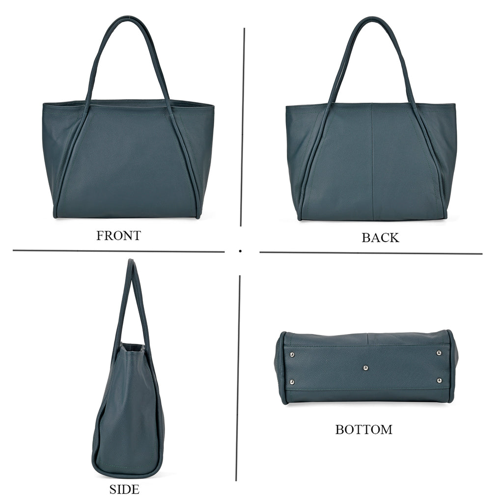 Designer Inspired- 100% Genuine Leather Oversized Tote Bag (Size 46x19x30 cm) - Teal_7850672_3
