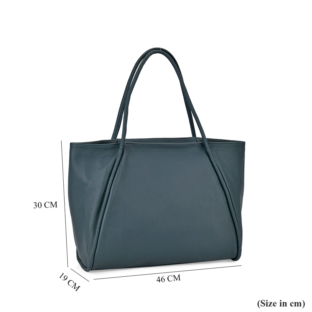 Designer Inspired- 100% Genuine Leather Oversized Tote Bag (Size 46x19x30 cm) - Teal_7850672_6
