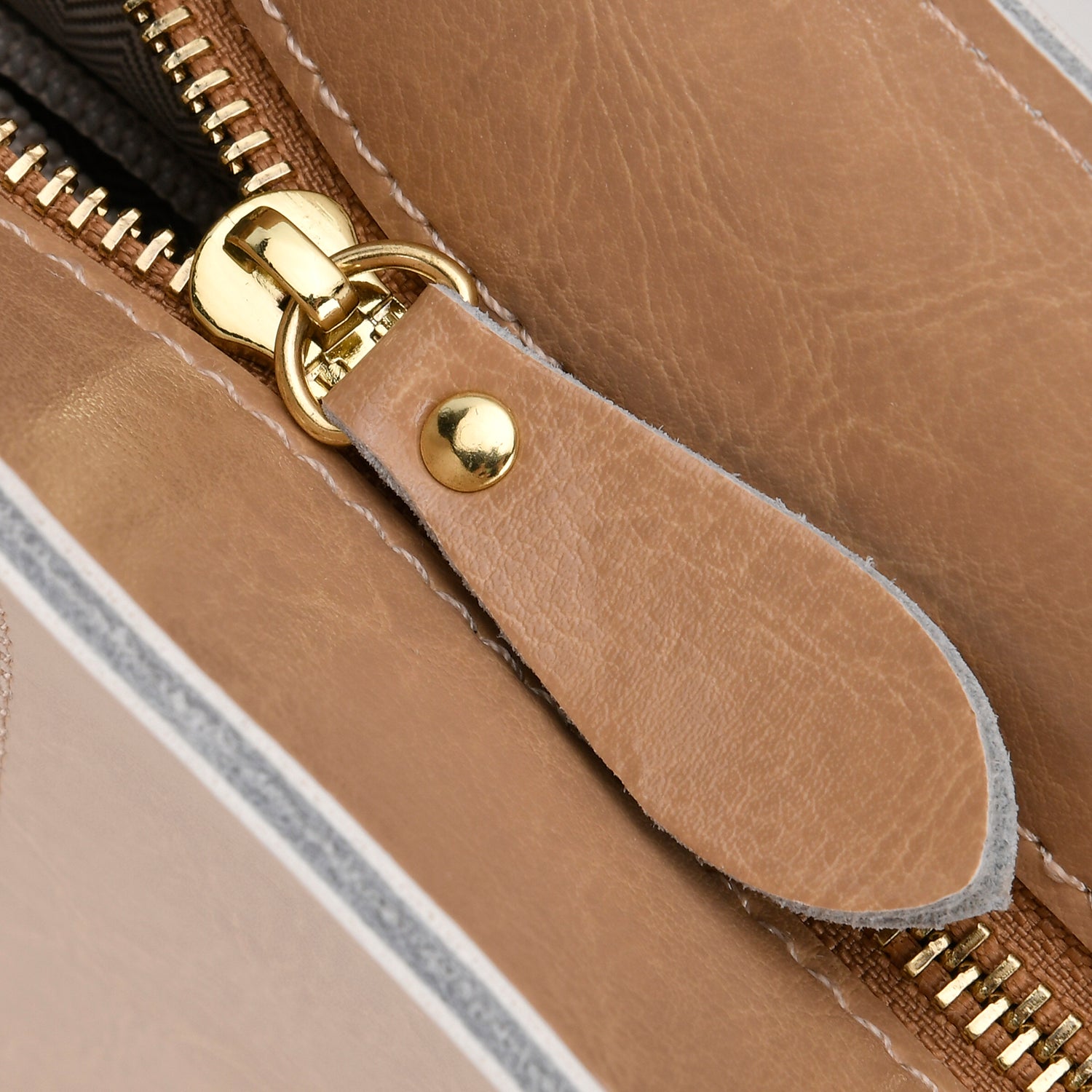 100% Genuine Leather Tote Bag (Size 39x12x27 cm) - Beige_7850851_5