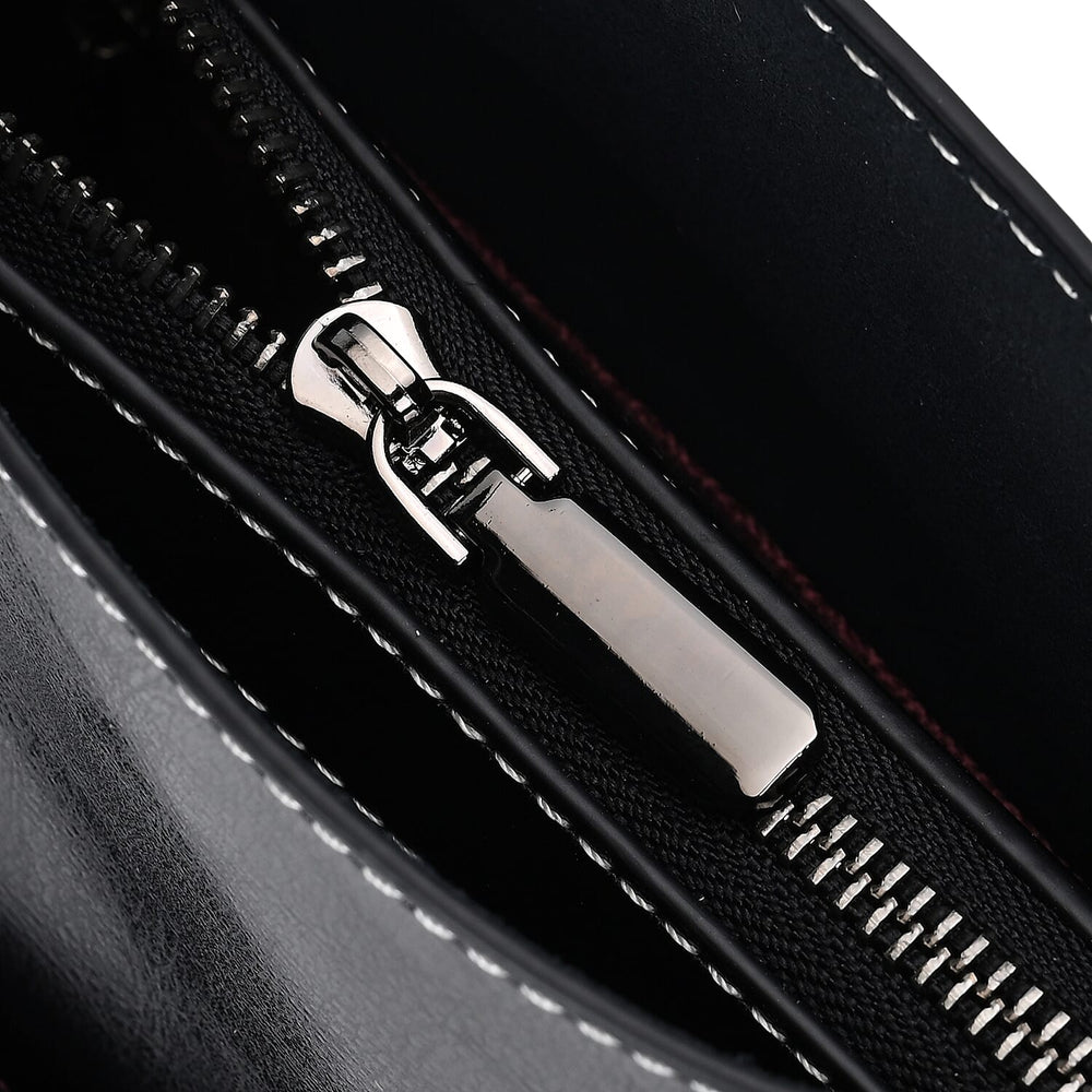 Stylish Genuine Leather Everyday Tote Bag with Adjustable Strap - Black