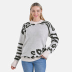 La Marey R-Neck Leopard Print Sweater - Beige (Size 8 to 14)