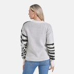 La Marey R-Neck Leopard Print Sweater - Beige (Size 8 to 14)