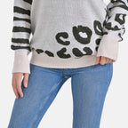 La Marey R-Neck Leopard Print Sweater - Beige (Size 8 to 14)