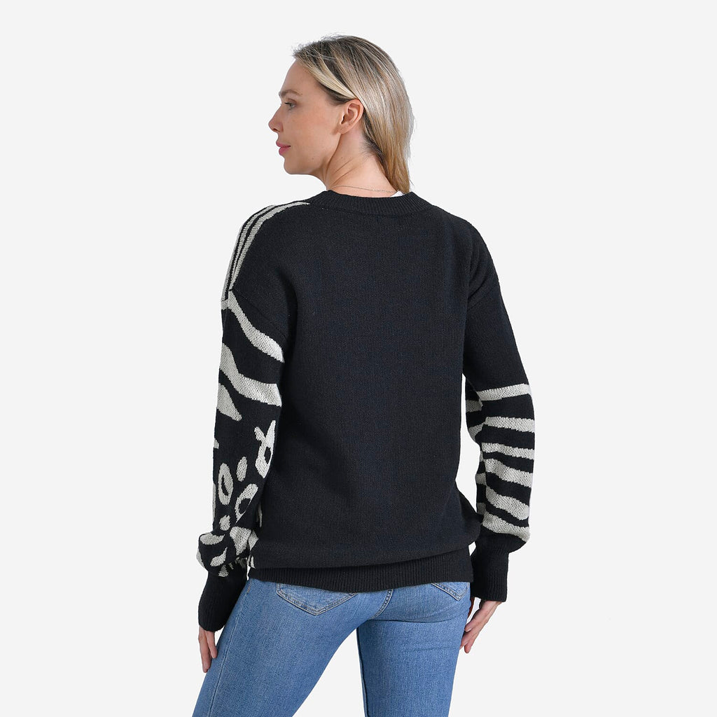 La Marey R-Neck Leopard Print Sweater - Black (Size 8 to 14)