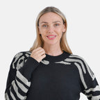 La Marey R-Neck Leopard Print Sweater - Black (Size 8 to 14)