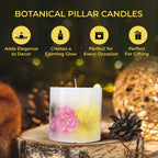 Botanical Pillar Candle with Floral Design (440 Gms) - Multi Colour - 440gms (Burn time - 60Hrs)_7853531_3