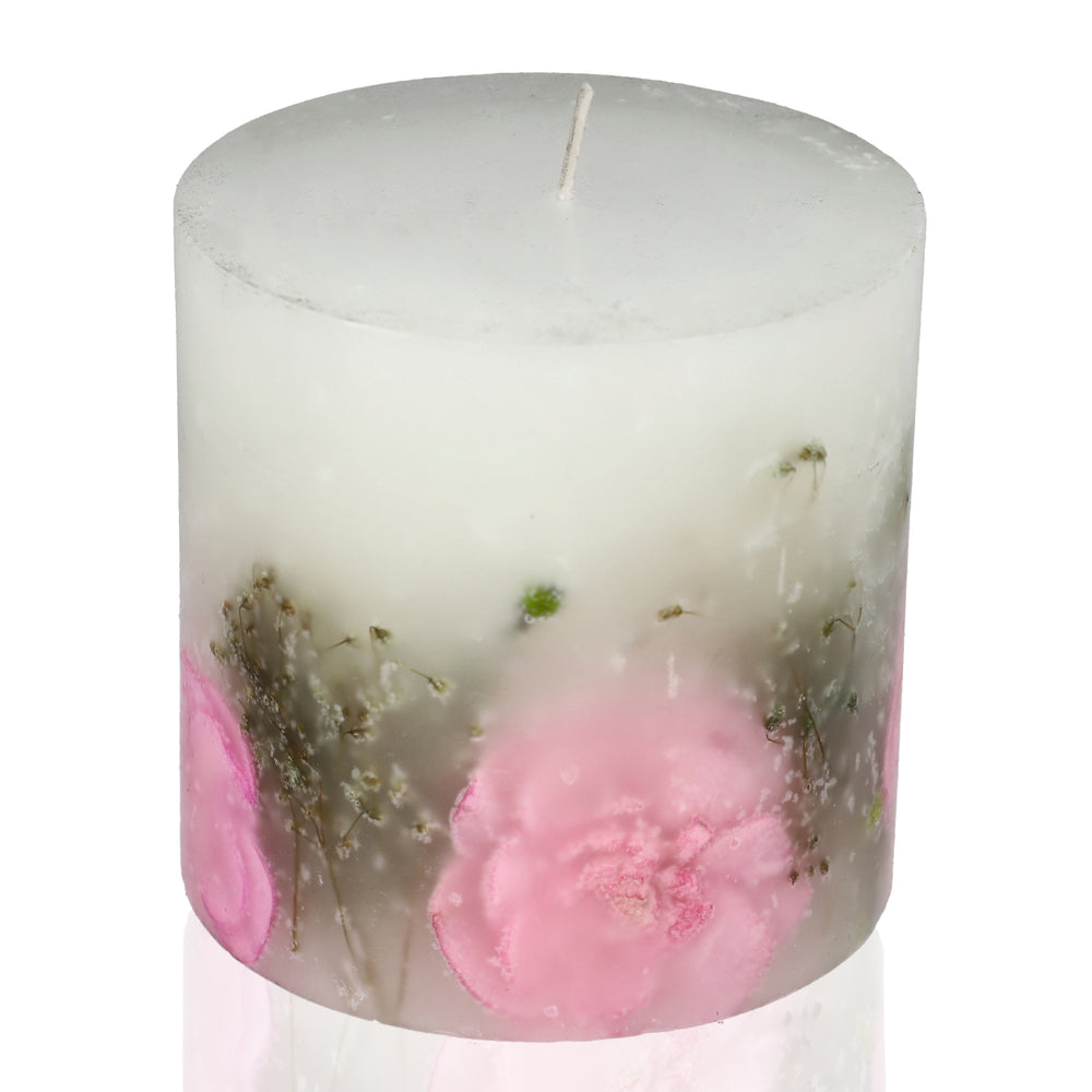 Botanical Pillar Candles with floral design (440 Gms) - Multi Color_7853533