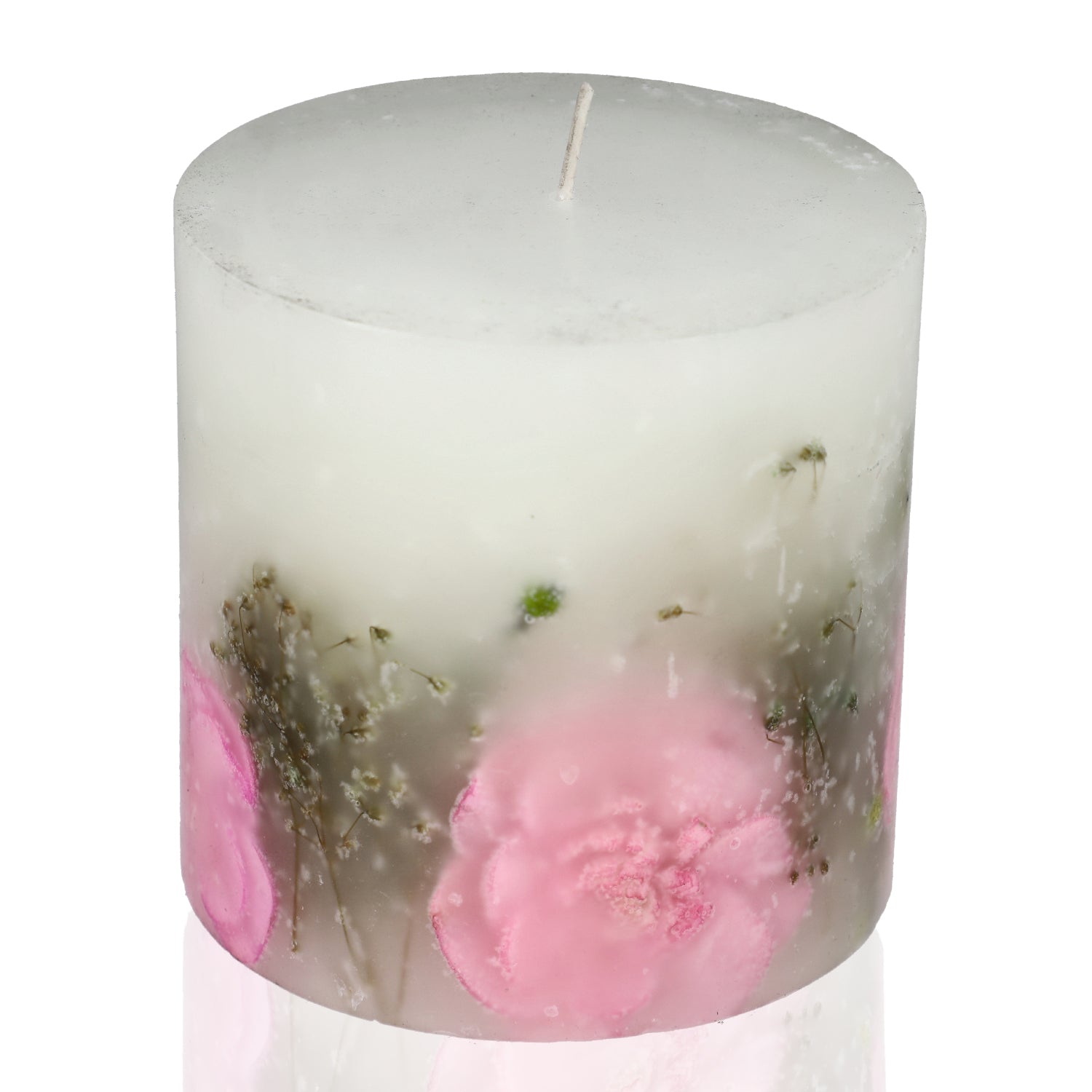 Botanical Pillar Candles with floral design (440 Gms) - Multi Color_7853533