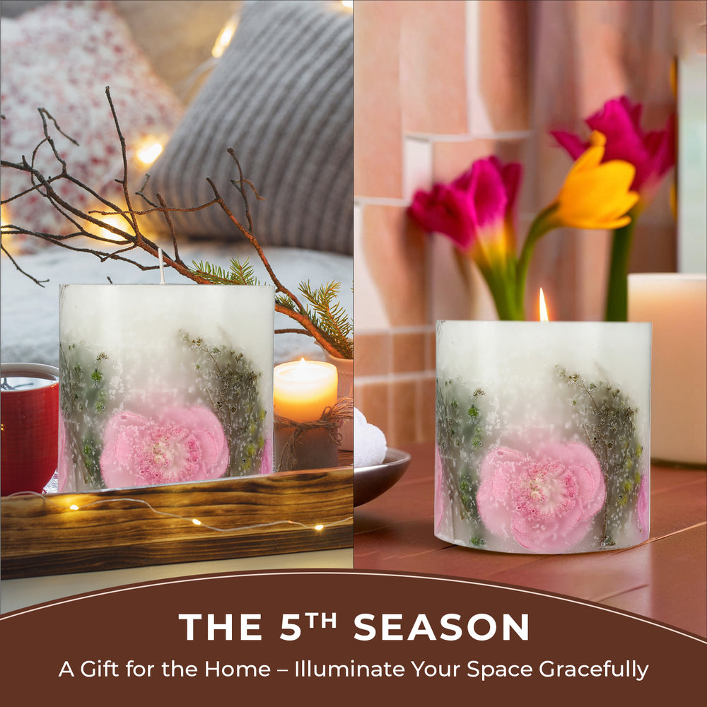 Botanical Pillar Candles with floral design (440 Gms) - Multi Color_7853533_2
