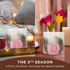 Botanical Pillar Candles with floral design (440 Gms) - Multi Color_7853533_2