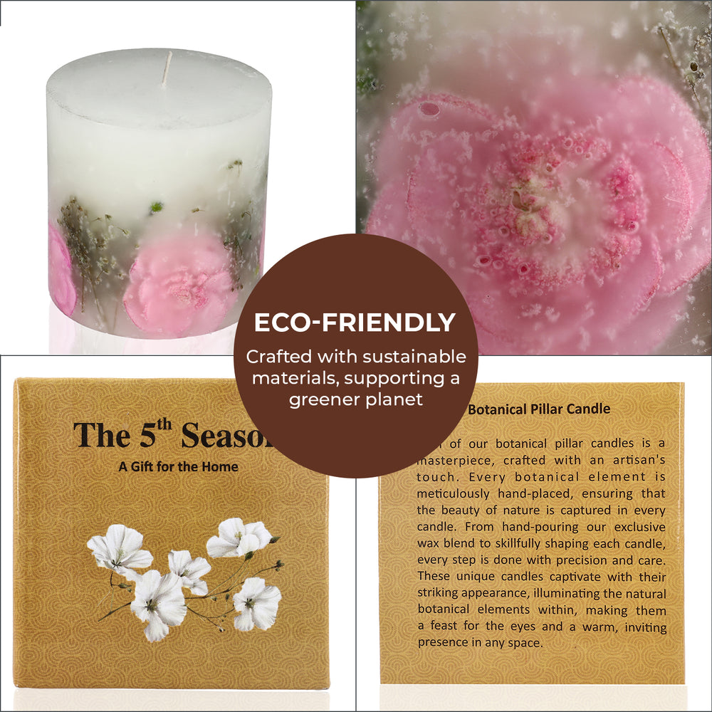 Botanical Pillar Candles with floral design (440 Gms) - Multi Color_7853533_6