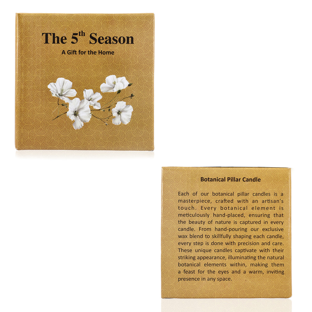 Botanical Pillar Candles with floral design (440 Gms) - Multi Color_7853533_7