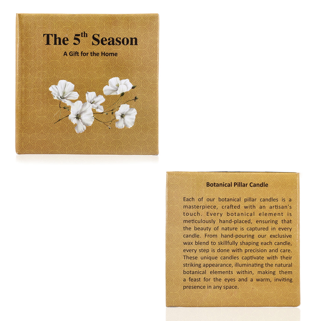 Botanical Pillar Candles with floral design (440 Gms) - Multi Color_7853533_7