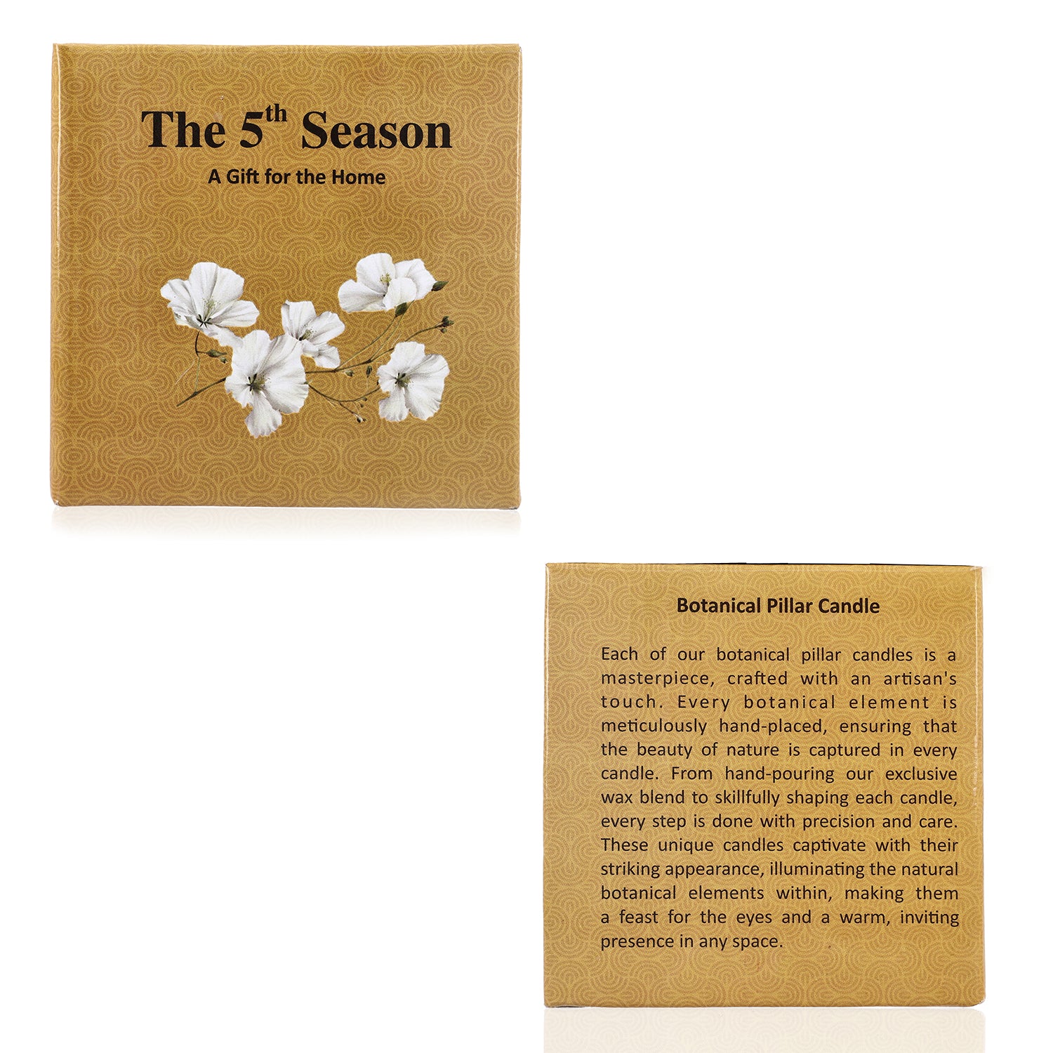 Botanical Pillar Candles with floral design (440 Gms) - Multi Color_7853533_7