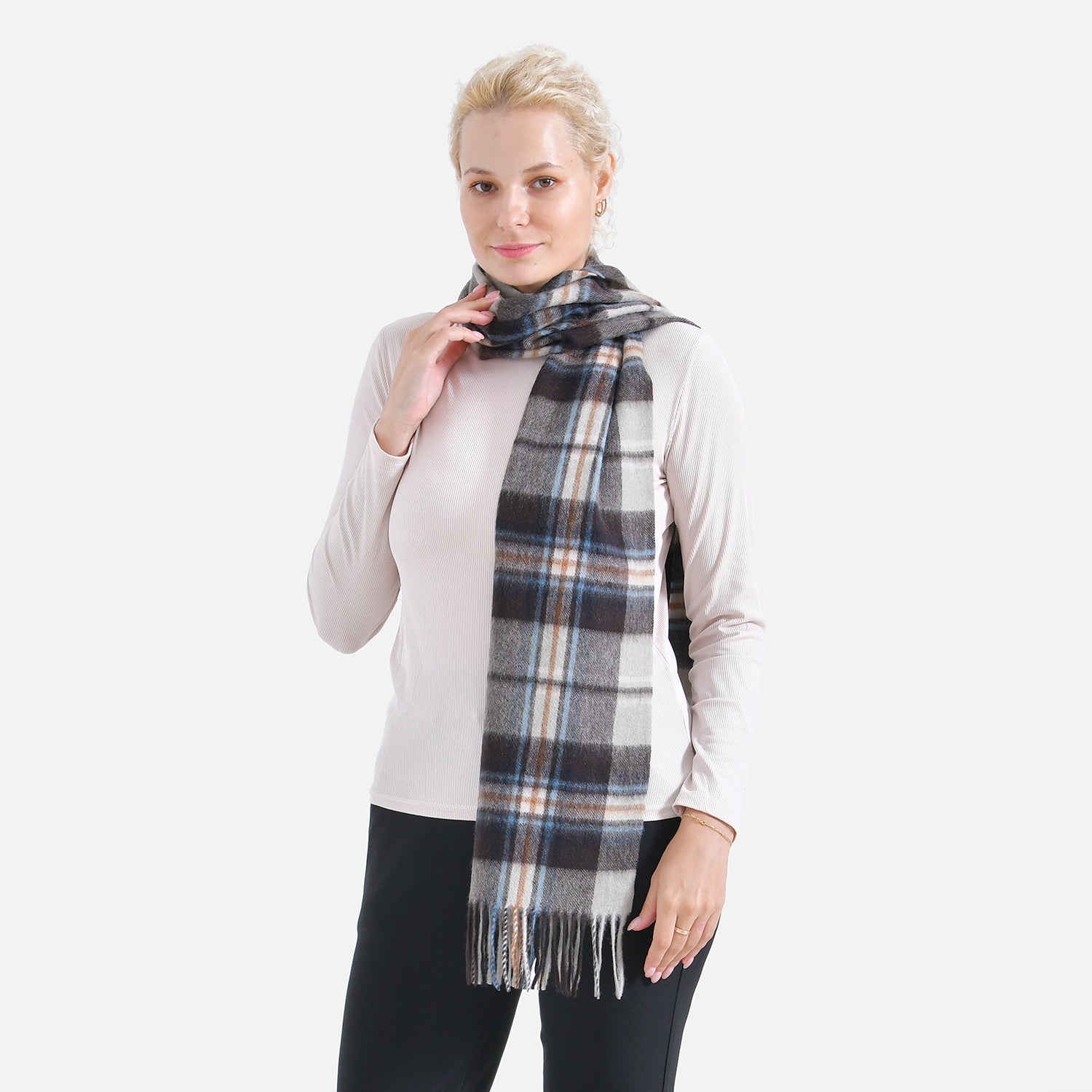 Stylish and Versatile Unisex 100% Wool Scarf - Grey_7853693