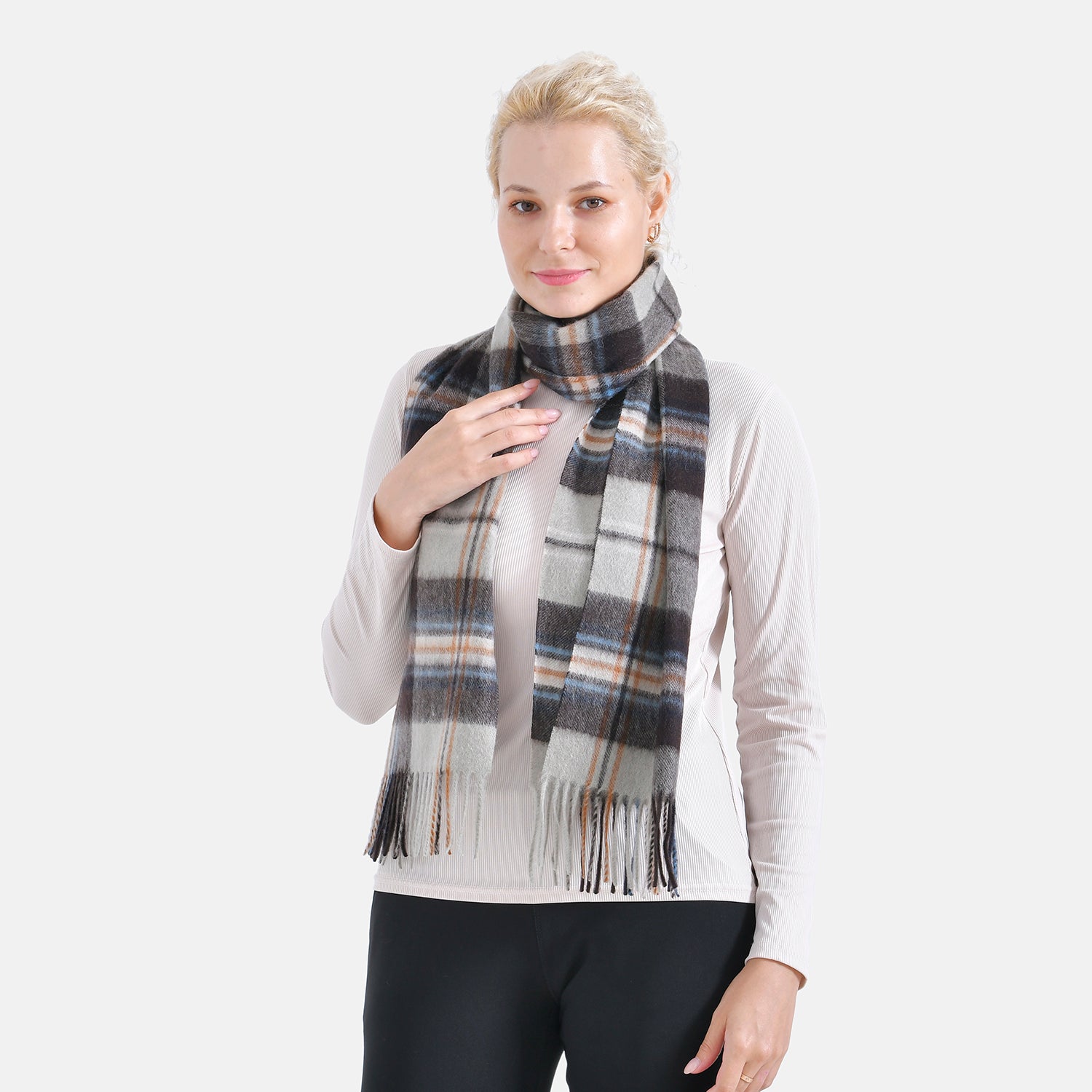 Stylish and Versatile Unisex 100% Wool Scarf - Grey_7853693_1