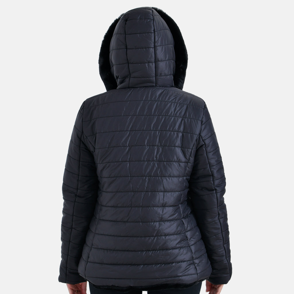 La Marey Reversible Coat with hood - Black_7854633_1