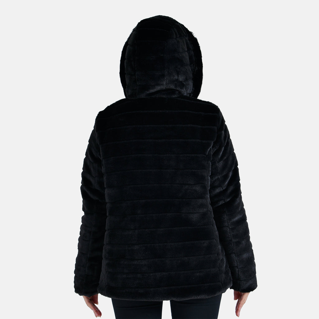 La Marey Reversible Coat with hood - Black_7854633_6