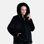 La Marey Reversible Coat with hood - Black_7854633_8