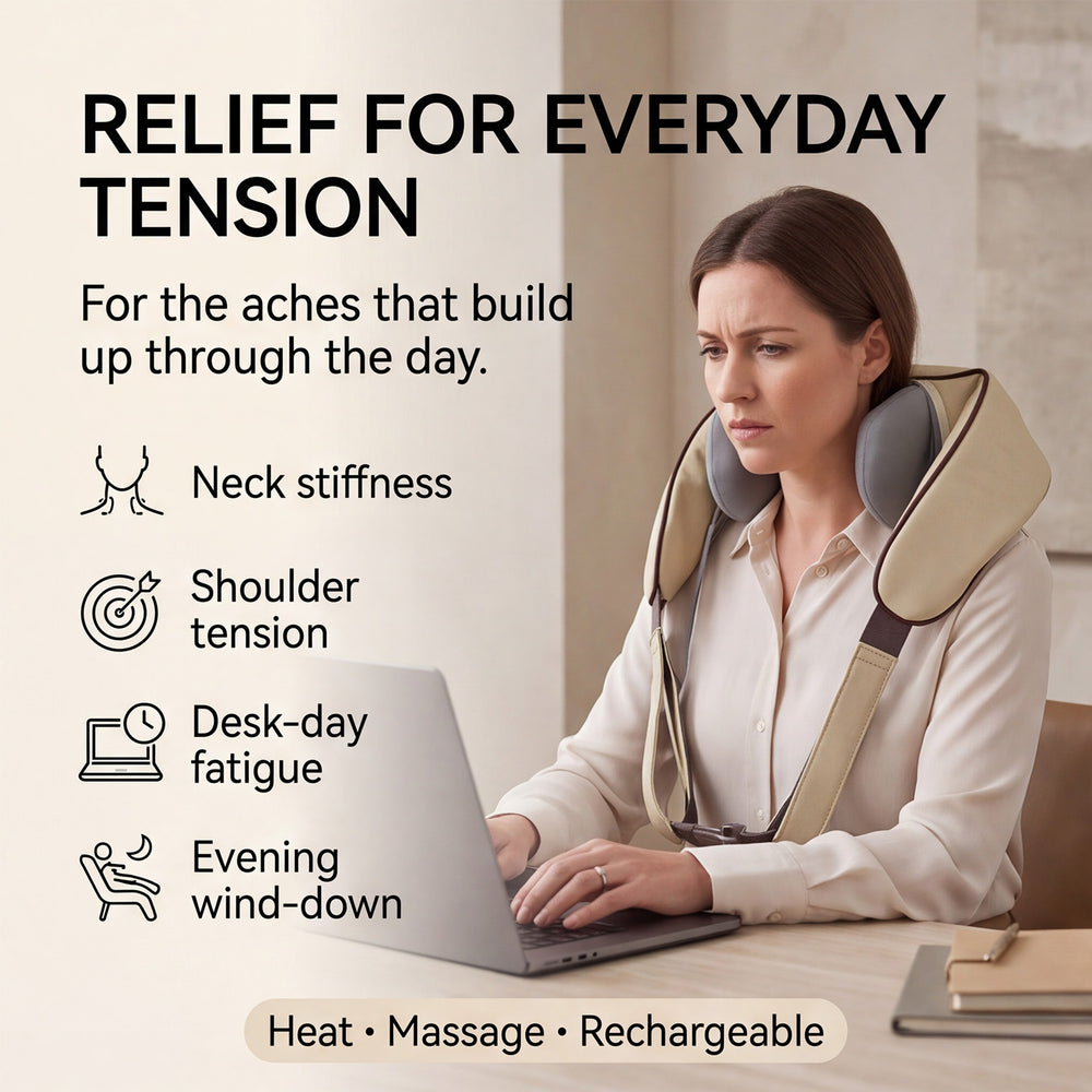 Shoulder and Neck Massager with Heating Mode- (2000 mAh Battery)_7857837