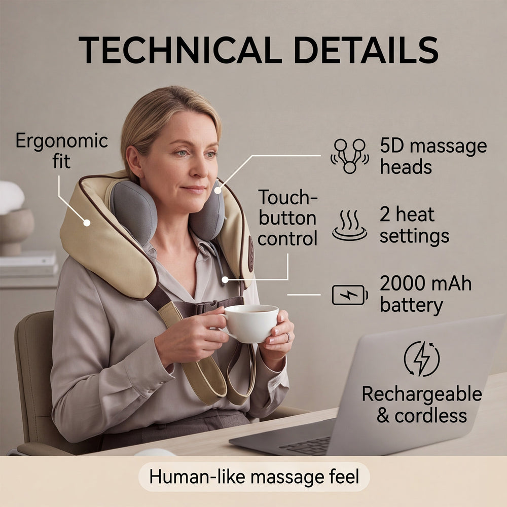 Shoulder and Neck Massager with Heating Mode- (2000 mAh Battery)_7857837_2