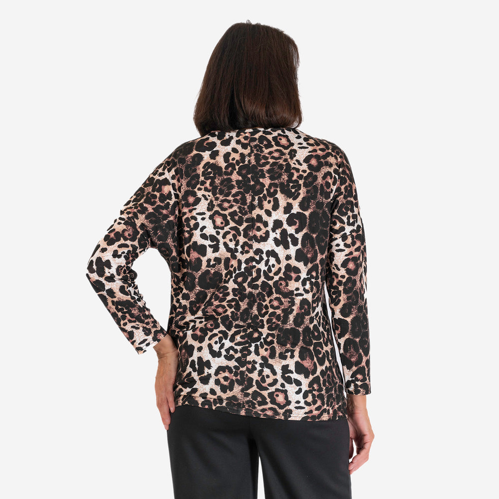 Indigo & Co Tie Front Top Size L (16 to 18) - Leopard_7859230_3