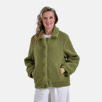 La Marey Fleeced Button Up Jacket with 2 Side Pockets  - Green_7864639