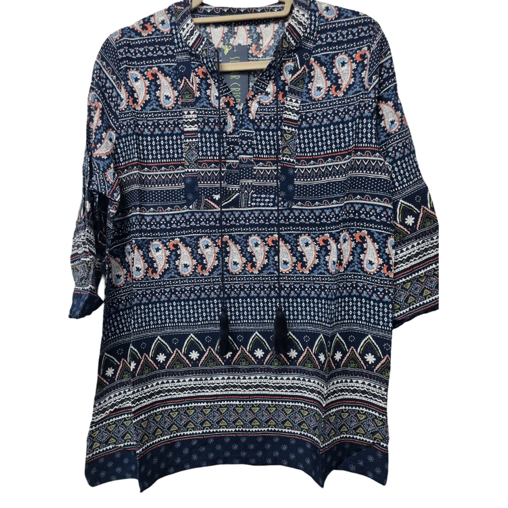 Sugar Crisp Polyester Knitted Tunic (Size 16 to 18) - Navy_7874764