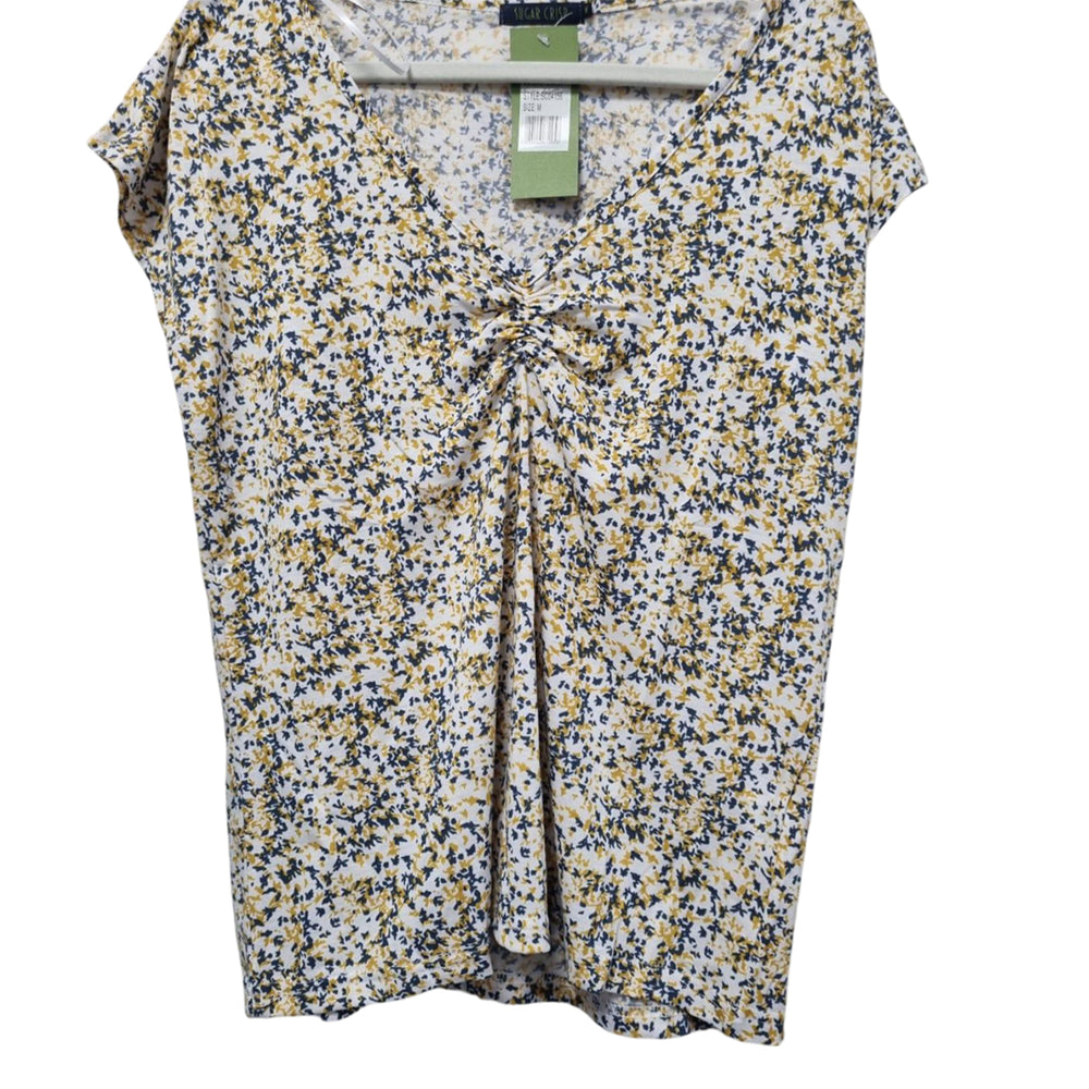 Sugar Crisp Polyester Woven Top (Size 12 to 14) - Yellow White_7874769