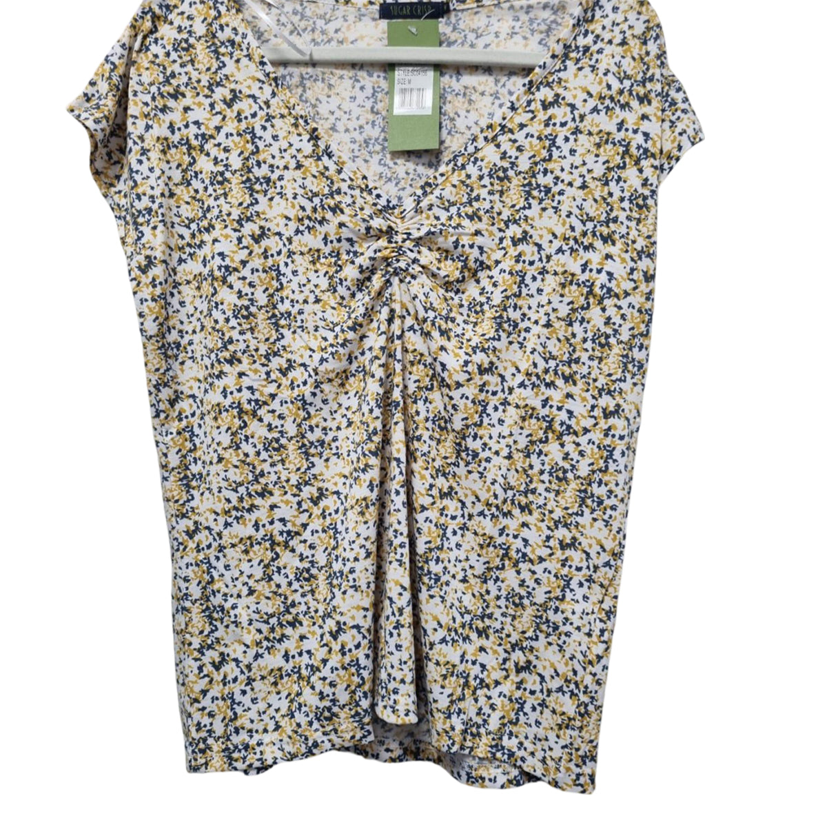 Sugar Crisp Polyester Woven Top (Size 12 to 14) - Yellow White_7874769