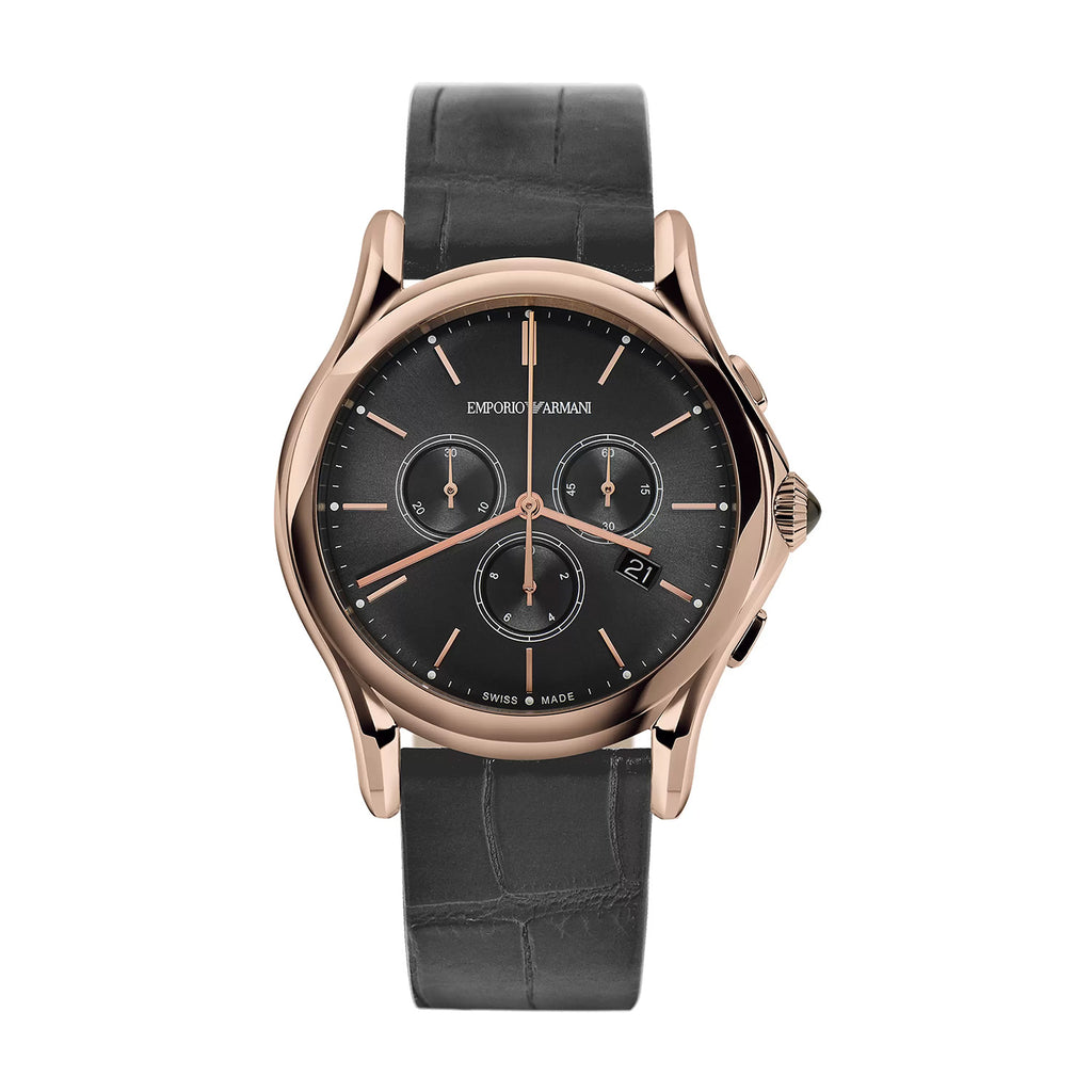EMPORIO ARMANI Swiss Made Quartz Mens Watch in Leather_7887198_2