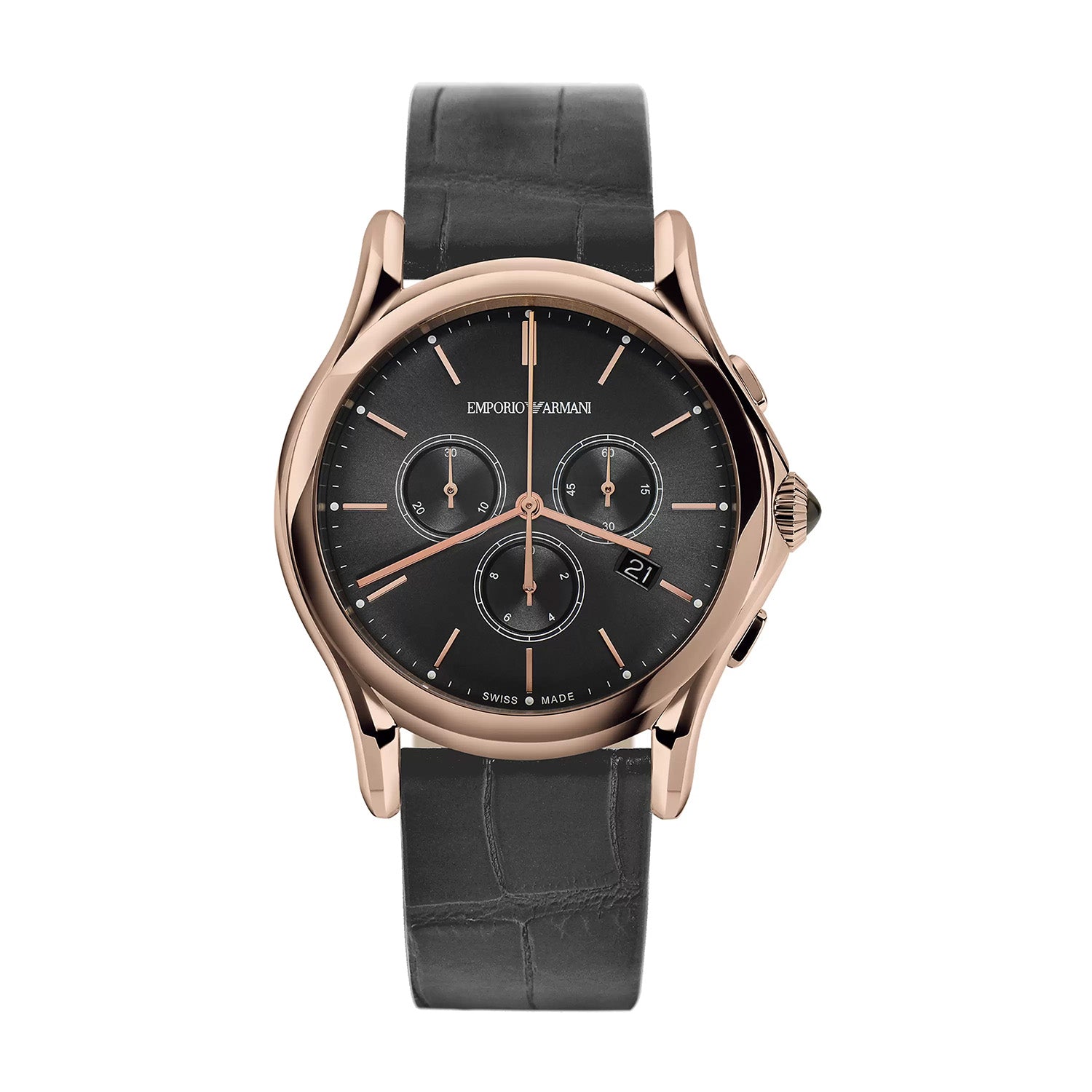 EMPORIO ARMANI Swiss Made Quartz Mens Watch in Leather_7887198_2