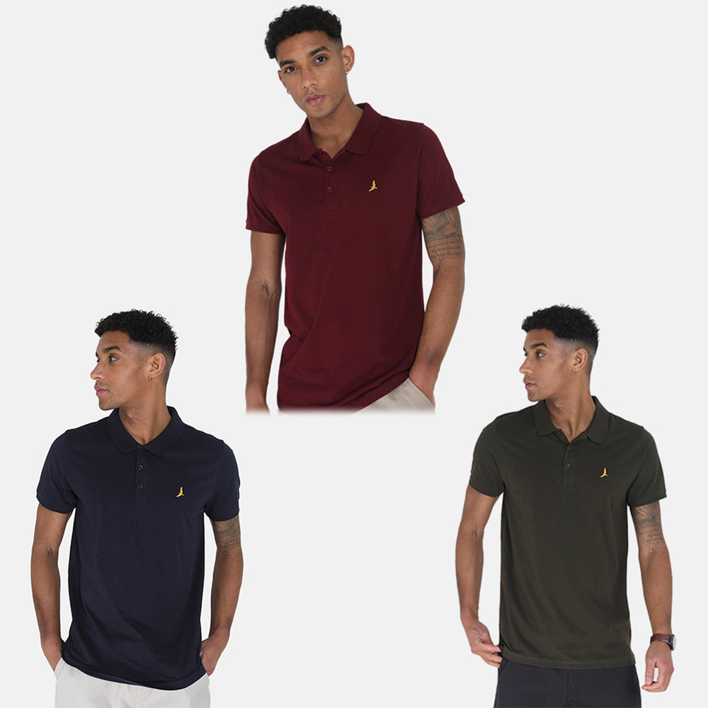 Brave Soul 3 Pack Polo Cotton TShirt Size L - Multi Color_7887764