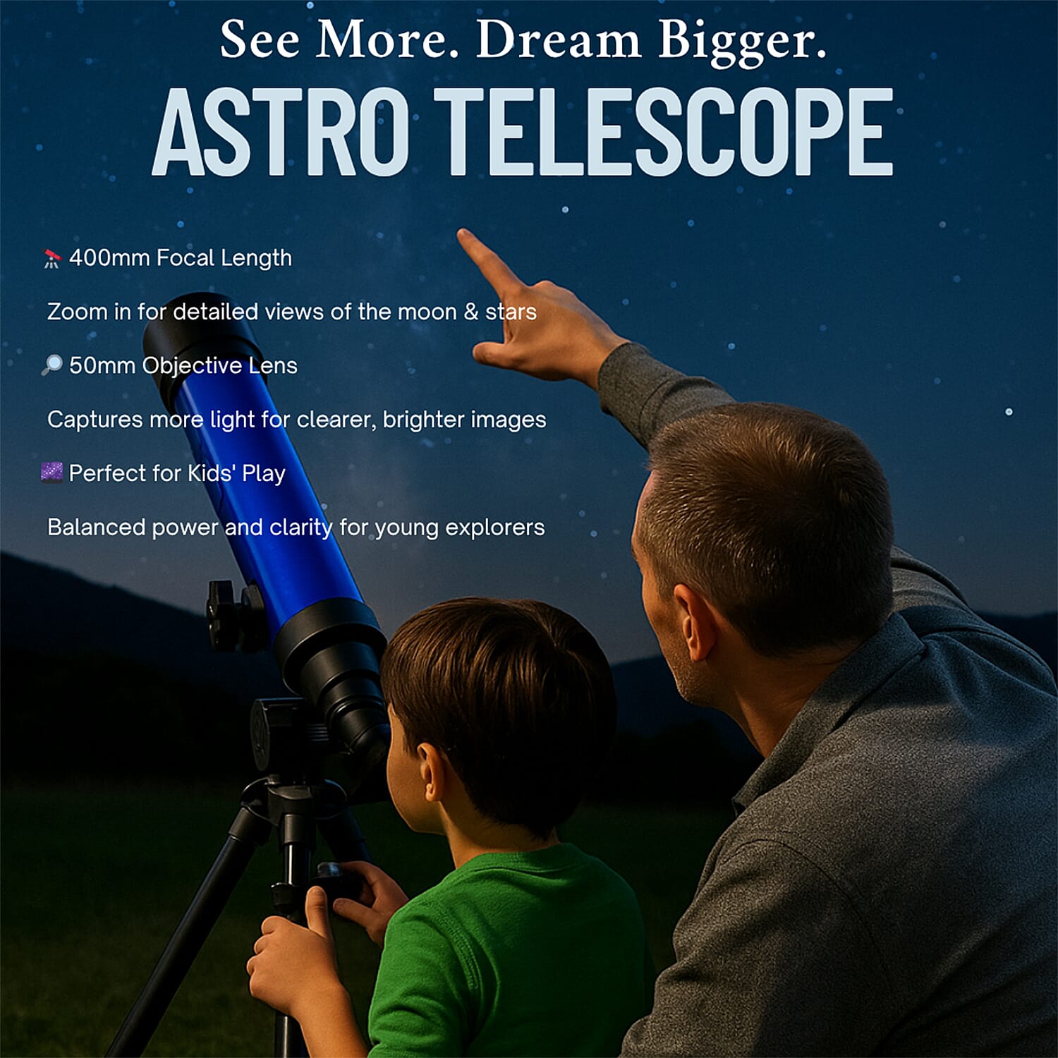 Astro-Observation Telescope With 3 Different Magnifications 20x 30x 40x