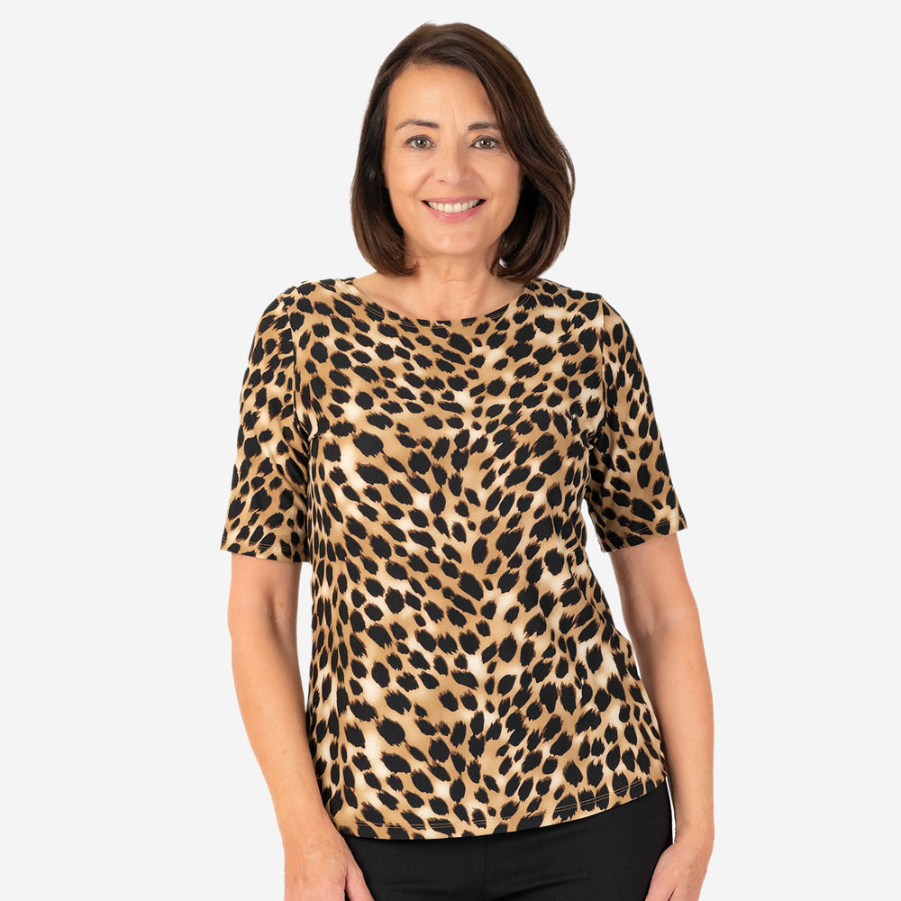 Polyester Animal Print Top (Size 1x1 cm) - Brown_7889827_1