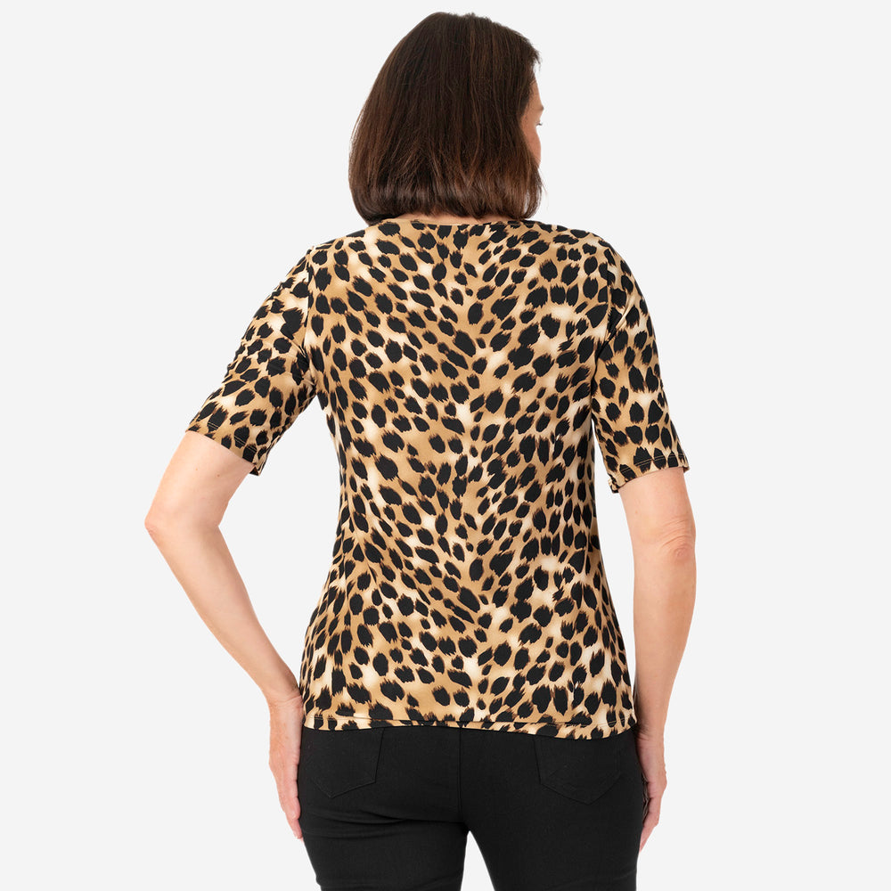 Polyester Animal Print Top (Size 1x1 cm) - Brown_7889827_3