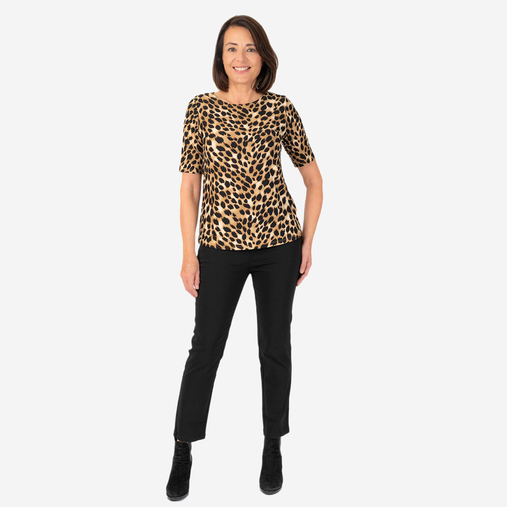 Polyester Animal Print Top (Size 1x1 cm) - Brown_7889829